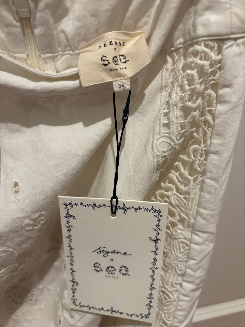 Sézane x Sea White Embroidered Midi Skirt NWT - Picture 4 of 5
